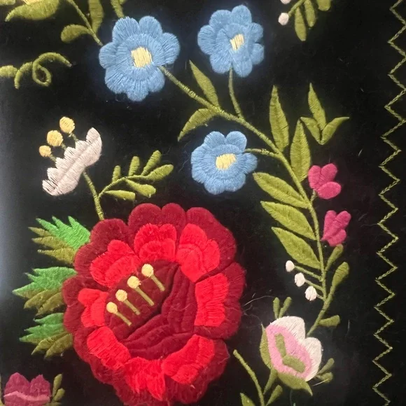 Vintage Black Floral Embroidered Jacket - Picture 6 of 7